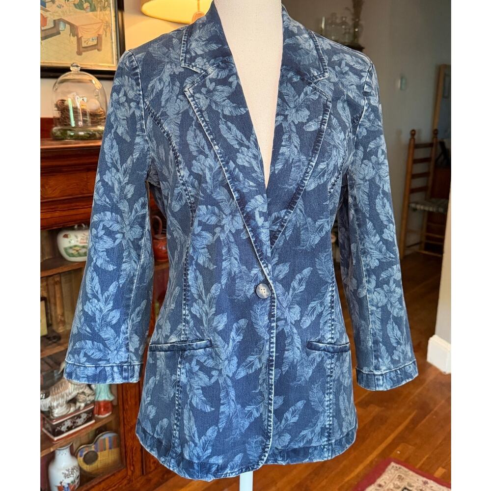 NWT Christian Siriano for J.Jill Denim Floral Blazer, Size L